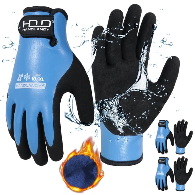 Guantes de trabajo HANDLANDY impermeables y aislantes para invierno (2 pares)