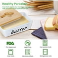 thumbnail image 3 of NEX Large Butter Dish, 800 ml Porcelain Butter Keeper Container with Seal Lid and Steel Knife, White, 3 of 7