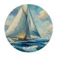 thumbnail image 4 of WYYP Sailboat Sailboat Round Tablecloth Waterproof Resistant Fabric 100% Polyester Fiber Table Cover White, 4 of 8