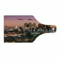 thumbnail image 1 of United States Cutting Board, Vibrant Sunset Twilight Scenery Los Angeles Famous Downtown Palm Trees, Decorative Tempered Glass Cutting and Serving Board, Wine Bottle Shape, Multicolor, by Ambesonne, 1 of 1