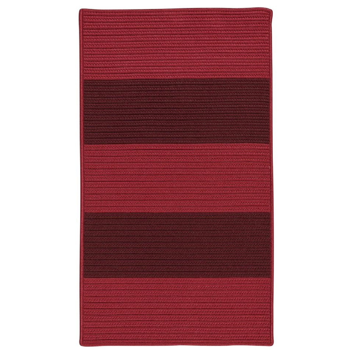 12' x 15' Red and Black Striped Handmade Braided Rectangular Area Throw