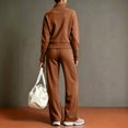 thumbnail image 6 of WULMLEO Womens 2 Piece Sets Knit Fall Quarter Zip Long Sleeve Pullover Wide Leg Palazzo Pants Tracksuit 2026 Casual Basic Suits Stretch Outfits with Pockets Brown 2XL, 6 of 6