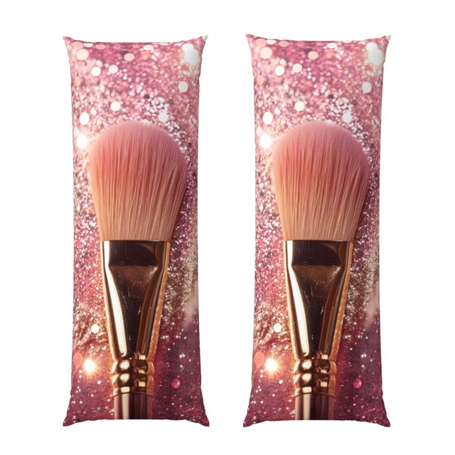 Fotbe Makeup Brush on Pink Glitter Funda para Almohada Corporal con Diseño, Funda de Microfibra Ultrasuave de 20x54 Pulgadas, Ropa de Cama Elegante