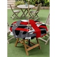 thumbnail image 3 of Red Black Geometric Outdoor Tablecloth - 54 Inch Round Dining Table Cover, Modern Art Abstract Grey Line Waterproof Outdoor Table Cloth with Umbrella Hole & Zipper for Picnic/Patio/Party, 3 of 7