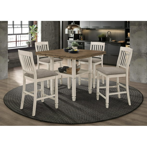 Sarasota Counter Height Table With Shelf Storage Nutmeg And Rustic Cream Com Shelf Storage Nutmeg And Rustic, Counter Height Farmhouse Table