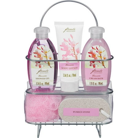 Floral Wire Rack Bath Set