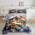 thumbnail image 2 of Feelyou Christmas Robin King Size Comforter Sets, Winter Plant Fruit Bedding Comforter Set, Dreamy Fairy Tale Reversible Bedding Set, Super Cozy Room Decor,3 Pieces, 2 of 8