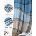 thumbnail image 3 of Blue Brown Blackout Curtains for Bedroom Living Room Darkening Curtains 84 Inch Length 2 Panels Set Gradient Geometric White Water Stripes Modern Window Curtain Window Treatment Drapes 52"x84", 3 of 9