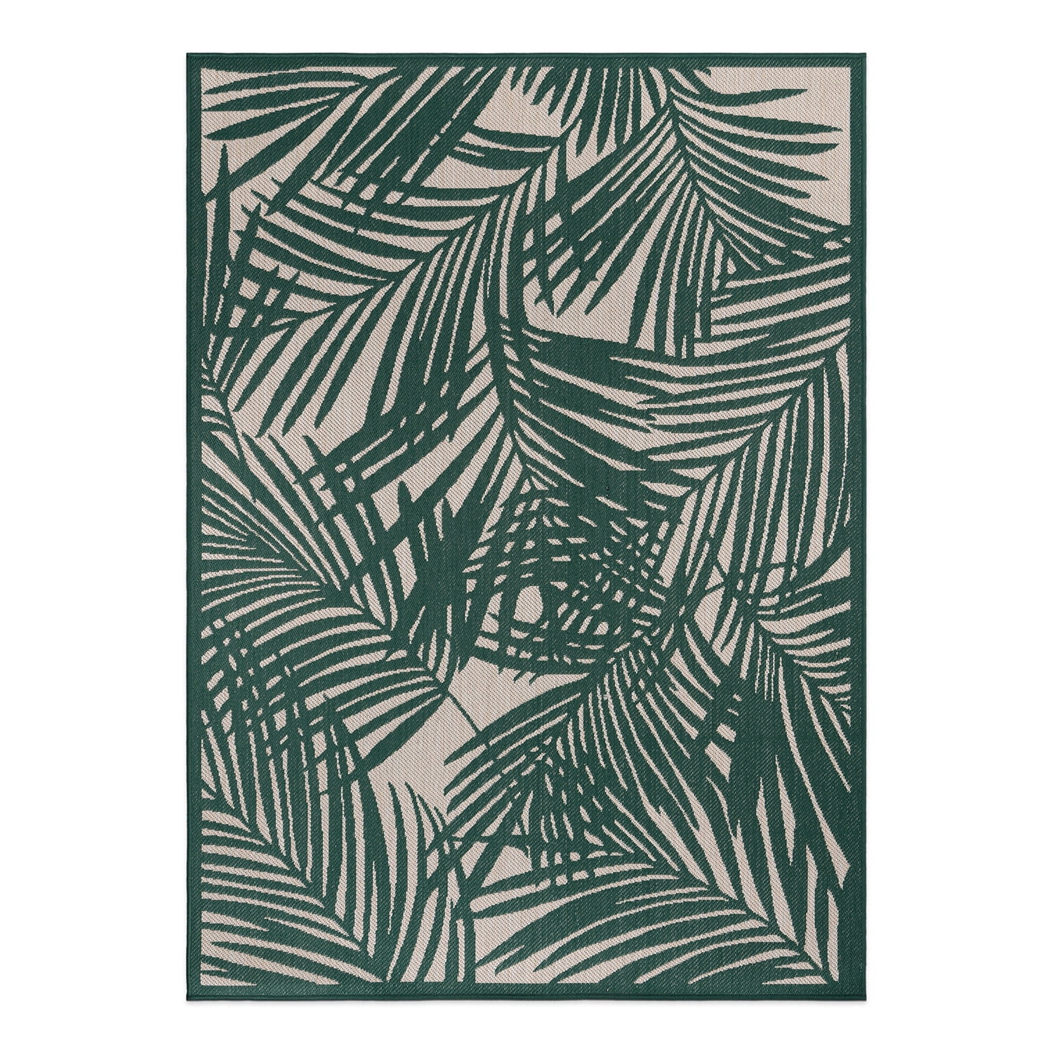 World Rug Gallery Contemporary Palm Leaf Textured Flat Weave Indoor/Outdoor Area Rug - GREEN 5' X 7'