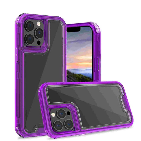 for iPhone 15 Pro Case, Support Wireless Charging, Crystal Clear Case Protective Shockproof Bumpers, Not Yellowing Slim Cover for Men Women Hybrid 2 in 1 Military Drop Protection Case,Lightpurple
