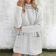 thumbnail image 4 of Womens Sweaters For Women Autumn And Winter High Neck Pocket Round Neck Warm Long Sleeved Plush Sweatshirt Multi-Color Solid Polyester 1Pc Xl Fall Sweaters For Women, 4 of 6