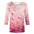 thumbnail image 4 of Penkiiy T-Shirts de la Saint-Valentin pour Femmes Col Rond Manches 3/4 T-Shirt Ample Hauts Blouses Chemises L Multicolore, 4 of 5