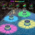 thumbnail image 2 of 1PC Solar Floating Pool Lights,RGB Color Changing Swimming Pool Light with Sensor Solar Panel,IP68 Double Waterproof Metal Base Float Pool Lights for Outdoor Above Ground Pools,Hot Tubs,Garden Decor, 2 of 10