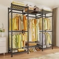 thumbnail image 2 of Exenoray 66.5" Heavy Duty Metal Closet Organizer, 650lbs Capacity Freestanding Wardrobe with 5 Hanging Rods, Adjustable Shelves & Anti-Tip Kit, Black, 2 of 8