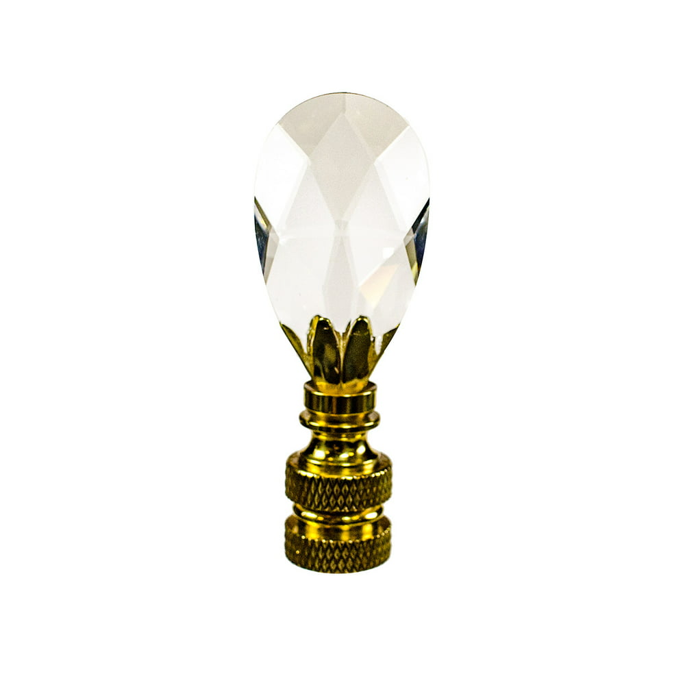 Swarovski Crystal Small Tear Drop Polished Brass Lamp Finial 2.25