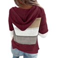 thumbnail image 4 of Woman Color Block Cardigan, Long Sleeve Drawstring Hoodie Hollow-out Sweater (Pink, Brown, Orange), 4 of 4