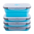 thumbnail image 1 of Recipientes plegables de almacenamiento de alimentos con tapa hermética y ventilación de aire, 16.9 onzas, juego de recipientes plegables de silicona para preparar comidas para sobras, microondas, 1 of 4