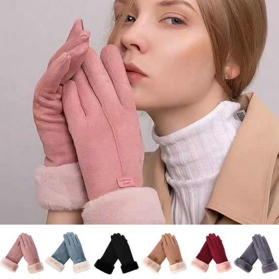 Winter Warm Touchscreen Gloves Women's Fleece Lining Texting Gloves Fuzzy Thermal Soft Winter Gloves for Skiing