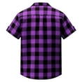 thumbnail image 6 of Tqyyweavej Plaid Shirts for Men Lapel Collar Short Sleeve Lounge Jackets Botton Down Color Block Tees Tops with Pocket Szie S to 3XL, 6 of 7