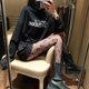 thumbnail image 1 of Letras Mujeres Medias Sexy Negro Hueco Impreso Red Calcetines Francia Pantimedias Cuerpo De Nylon Mallapangjing, 1 of 4