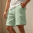 thumbnail image 2 of Workout Shorts Men Baeitkot Men's Solid Color Drawstring Multi-Pocket Cargo Shorts Casual Bottoms, 2 of 7