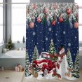 thumbnail image 2 of Christmas Truck Snowman Bathroom Shower Curtain Xmas Ball Snowflakes Navy Blue Waterproof Washable Shower Curtains for Bathtub Bath Decor with Grommets and Hook 36 X 72 Inch, 2 of 8