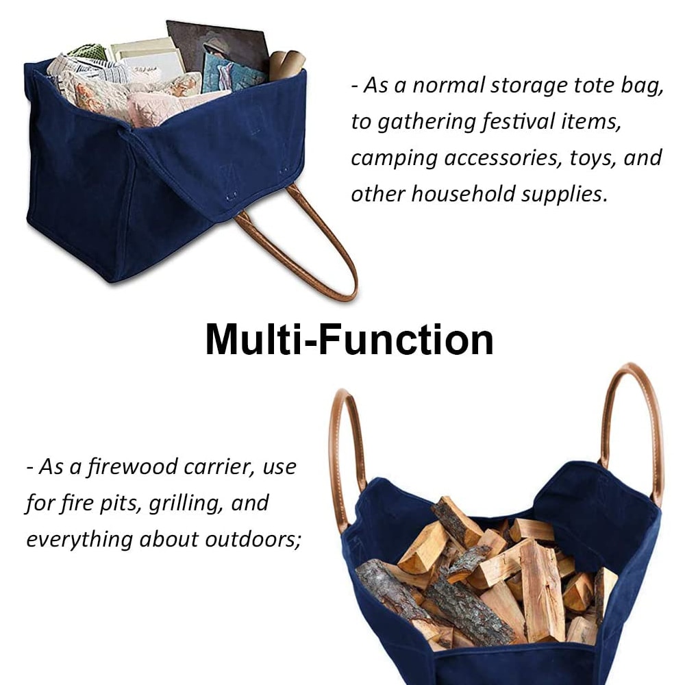 Iclover Heavy Duty Firewood Log Carrier Bag Canvas Waxed Wood Tote Bag Firewood Holder for Fireplaces Camping - image 5 of 9