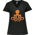 thumbnail image 3 of Inktastic Orange Octopus Women's Plus Size V-Neck T-Shirt, 3 of 5