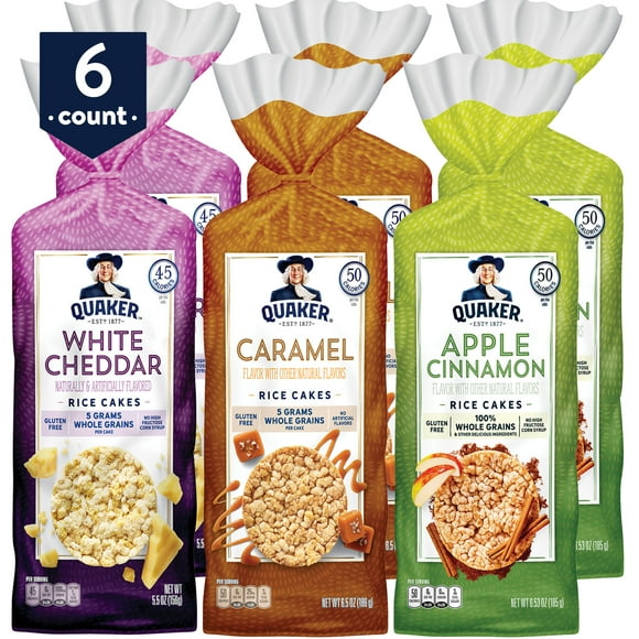 Quaker Gluten Free Rice Cakes, Variety Pack, 6 Bags