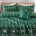 thumbnail image 4 of Regency Heights Twin/Twin XL Size Comforter Set, 3-Piece Bedding Set for All Seasons, Geometric Metallic Comforter Bed Set with Decor Pillows,Green/Gold, 4 of 7