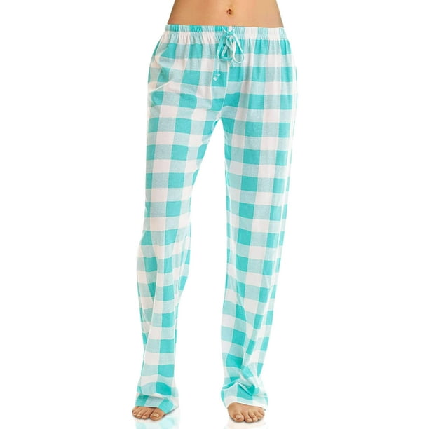 Just Love Women Buffalo Plaid Pajama Pants Sleepwear (Mint White ...