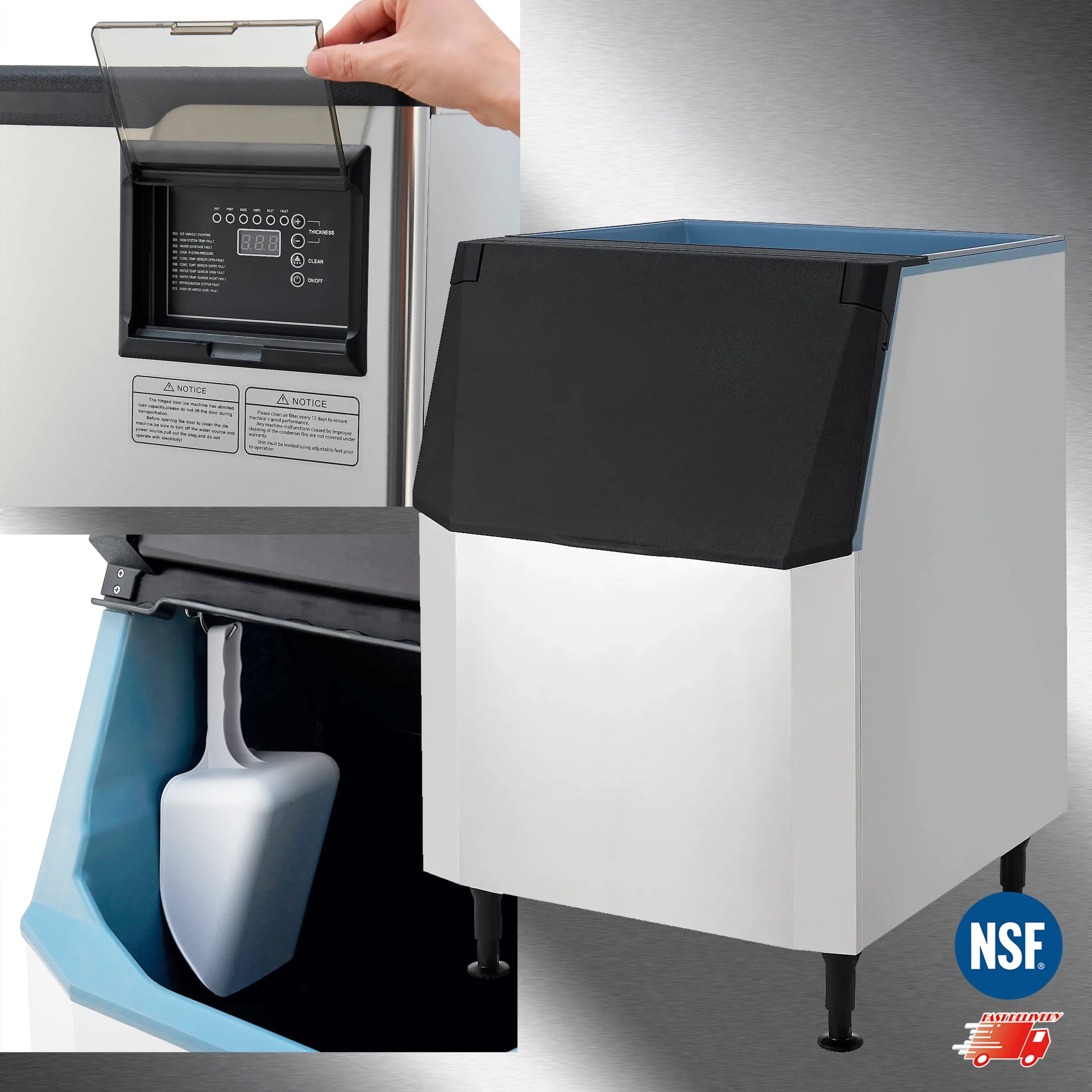 Cooler Depot 1000 lb Commercial Half Cube Ice Maker Machine for Milk Tea & Coffee, NSF-Certified, Model SK-1029