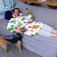 thumbnail image 3 of Wearable Oversized Blanket,White Dinosaurs Colorful Cacti Pattern Wearable Blanket Hoodie for Adults,Cozy Hooded Blankets with Super Pockets,Super Warm Fuzzy Pullover for Women & Men, 3 of 6