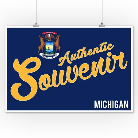 Michigan Wall Decor Visited Michigan - Authentic Souvenir - Lantern Press Artwork (9x12 Art Print, Wall Decor Travel Poster) ()