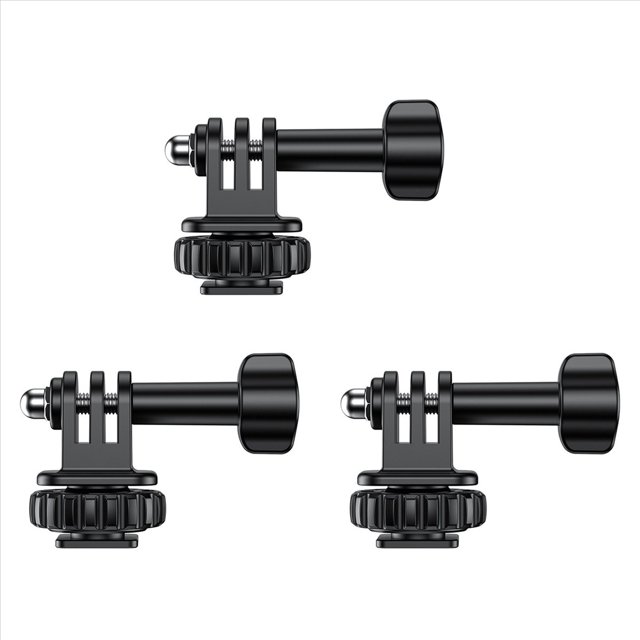 3X Adaptador de Zapata Fría para Cámara de Acción con Ajuste de 180°, Orificio para Tornillo de 1/4 de Pulgada, Compatible con 12/11/10/9/8