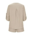 thumbnail image 5 of GERsome Womens 2 Pieces Summer Lounge Sets Short Sleeve V Neck Buttons Down Tops and Shorts Outfits S-XL (Beige,XL), 5 of 6