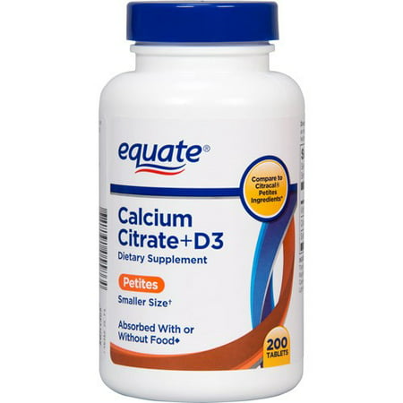 (2 Pack) Equate Calcium Citrate + D3 Petite Tablets, 200
