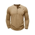 thumbnail image 2 of SUNSIOM Men's Spring Autumn Casual T-shirt Solid Color Long Sleeve Crewneck Button Up Tops, 2 of 5