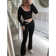 thumbnail image 2 of Womens Workout Sets 2 Piece Gym Yoga Outfits Crossover Flare Leggings Black XL, 2 of 7