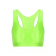 thumbnail image 3 of inlzdz Womens Oily Glossy U Neck Racerback Crop Tank Top for Sports Workout Fluorescent Green XL, 3 of 7