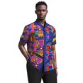 thumbnail image 3 of Xiaohuagua African Shirts for Men Wax Print Short Sleeve Button Down Shirt Summer Vacation Casual Wear, 3 of 5