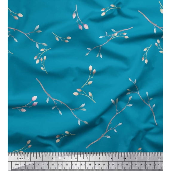 Soimoi Cotton Jersey Fabric Leaves & Buds Flower Print Sewing Fabric Yard 58 Inch Wide