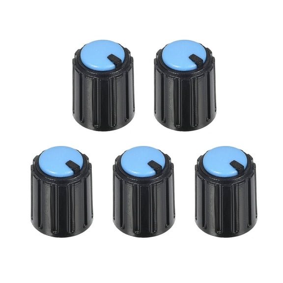 5Pcs 6mm Insert Shaft 10x12mm Plastic Potentiometer Rotary Knob Blue, Black