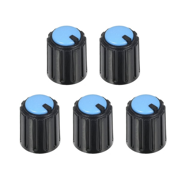 5Pcs 6mm Insert Shaft 10x12mm Plastic Potentiometer Rotary Knob Blue