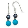 thumbnail image 3 of 925 Sterling Silver FW Cultured Black Pearl & Turquoise Dangle Earrings, 3 of 5