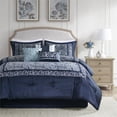 thumbnail image 4 of Madison Park 90" 7-Piece Polyester Microfiber Jacquard Comforter Set in Navy, 4 of 14
