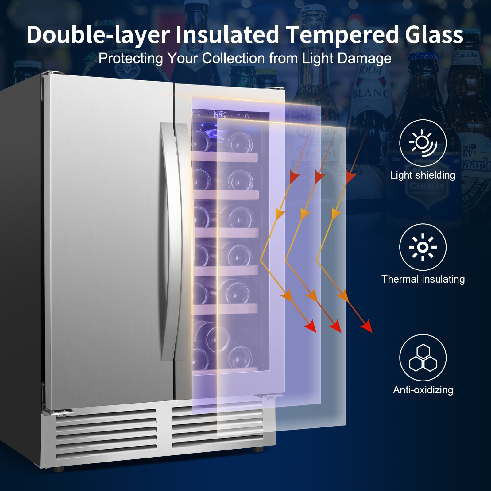 Nipus Wine and Beverage Refrigerator, 18 Bottle and 57 Can,24 Inch Wine Cooler Built-in/Freestanding