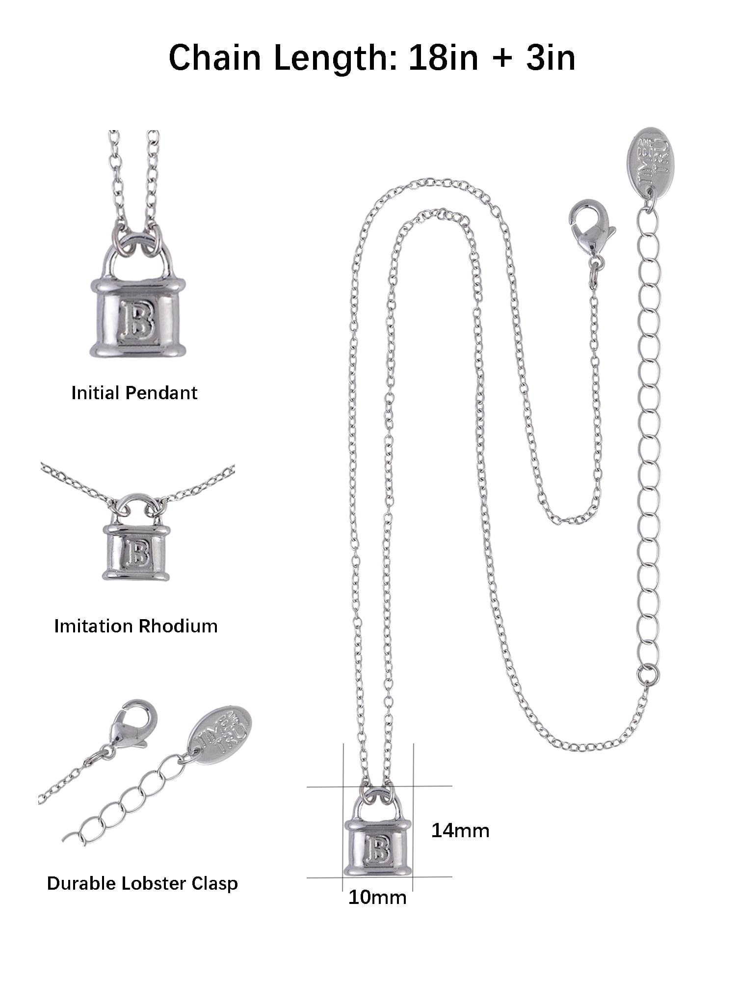 Time and Tru Silvertone Padlock Initial "B" Necklace