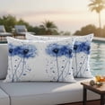 thumbnail image 4 of Blue Dandelion Outdoor Waterproof Pillow Covers, Pastoral Spring Botanical Blue Flowers Decorative Rectangle Throw Pillowcase Sofa Cushion Sham for Patio/Couch/Chair, 20"x12" 2 Pack, 4 of 8