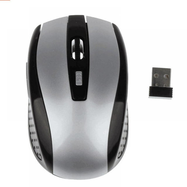 Ratón inalámbrico de 2,4 G para portátil, ergonómico, con receptor USB, para Windows, Mac, PC y portátil, color plateado.